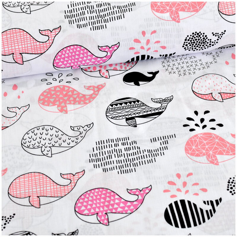 Veľrybky ružové -  cotton fabric 