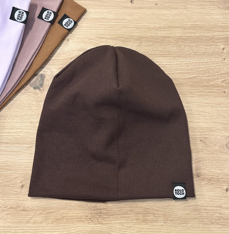 Čiapka vrúbkovaný úplet Čokoládová