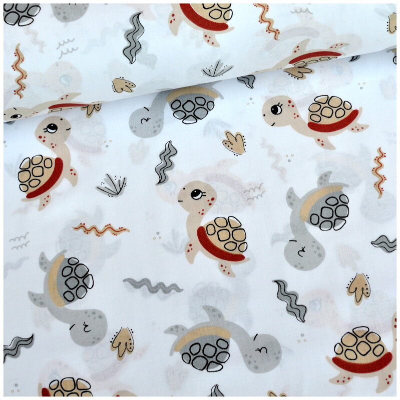 Korytnačky šedo-béžové - cotton fabric 