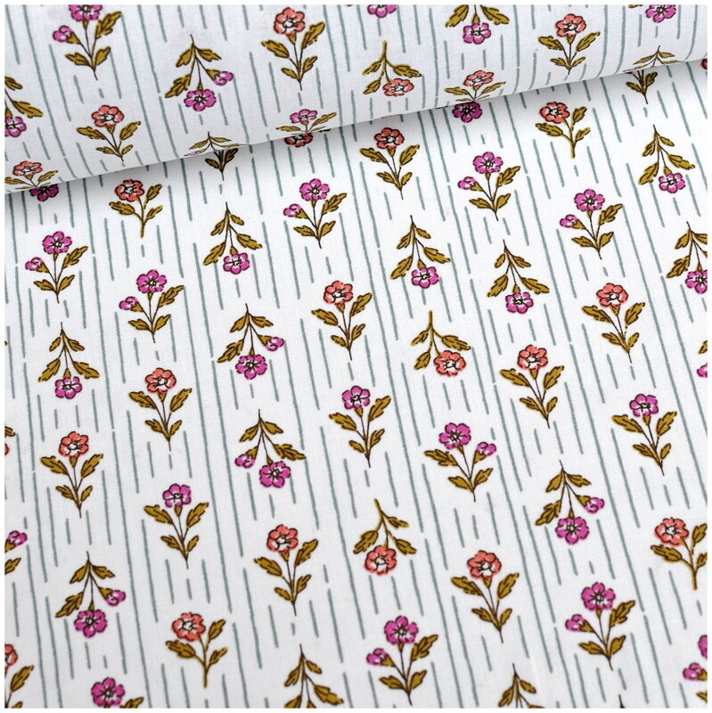 Kvety z herbára - jemná bavlna, popelín