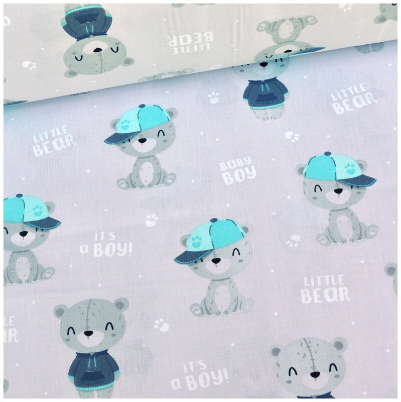 Little Bear na bielom - cotton fabric
