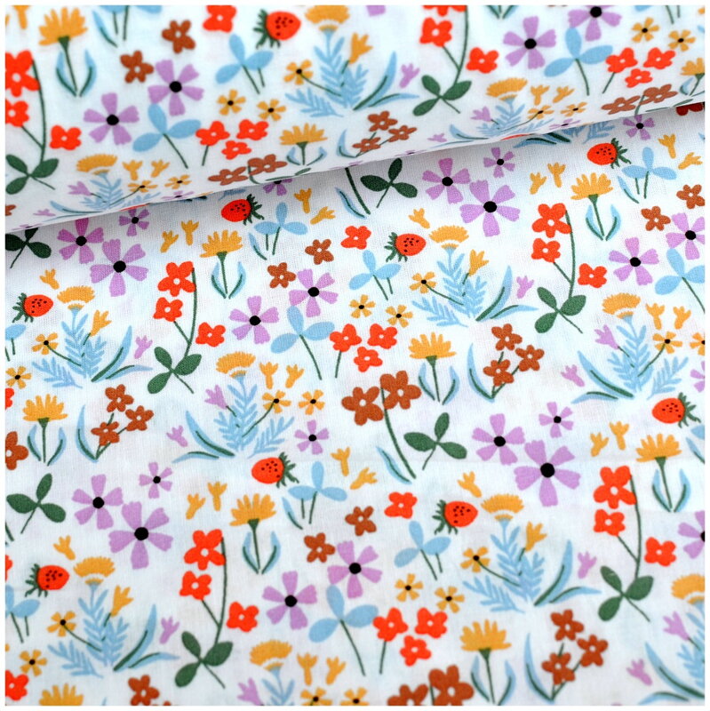 Mini pastelové kvietky - jemná bavlna, popelín