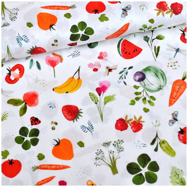 Ovocie a  zelenina - jemná bavlna, popelín