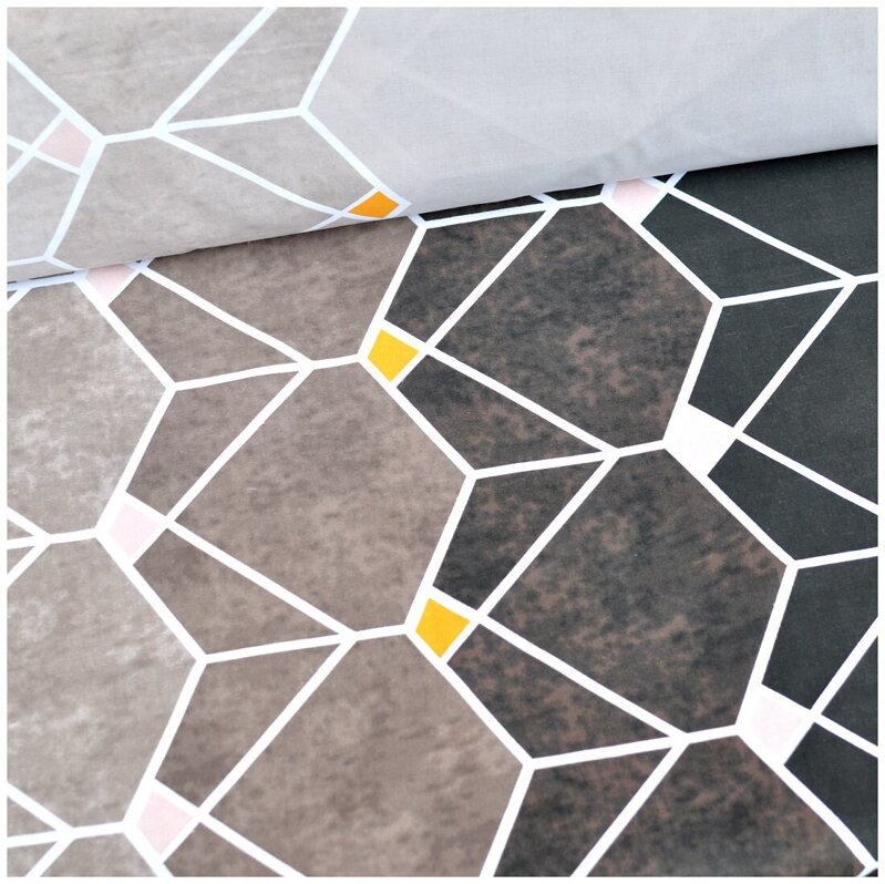 Geometria na čiernom - šírka 220cm - bavlnené plátno 50cm II.TRIEDA