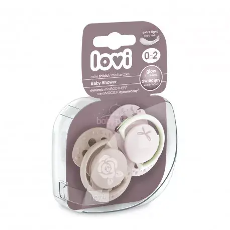 LOVI Dynamický utišujúci cumlík BABY Shower (2ks) MINI 0-2m GIRL