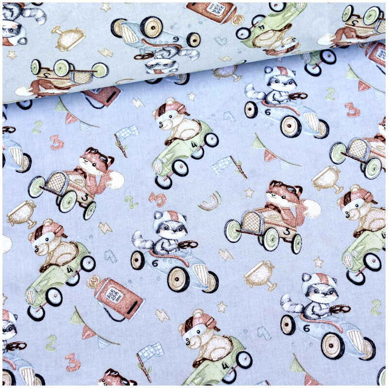 Závodníci na šedom - bavlnené plátno 50cm