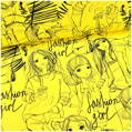 Kreslené dievčatá na citrónovej teplákovine