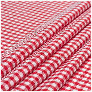 Bavlna krepová červené káro - Red checkered crepe cotton