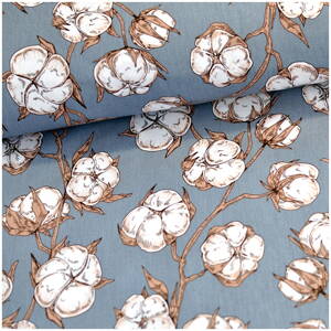 Bavlnený kvet na šedomodrom -  cotton fabric 