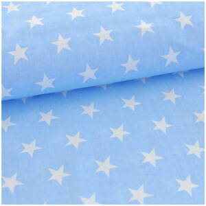 Hviezdy biele na modrom - bavlnené plátno 