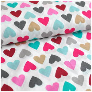 Srdcia farebné -  cotton fabric 