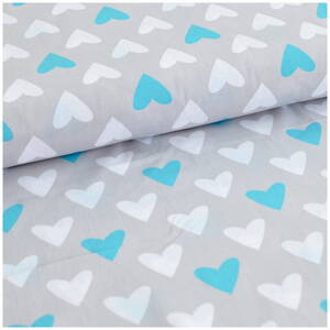 Srdcia tyrkysové -  cotton fabric 