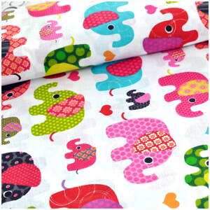 Sloníky farebné -  cotton fabric