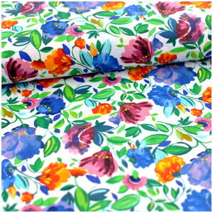 Kvety vodné farby -  cotton fabric