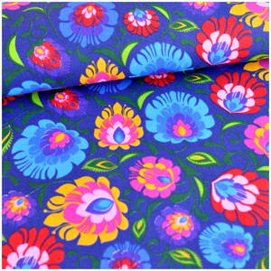 Folk tmavomodrý -  cotton fabric 