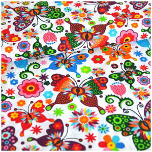 Motýle na bielom -  cotton fabric  