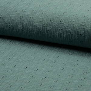 Double gauze zelená Embroidery