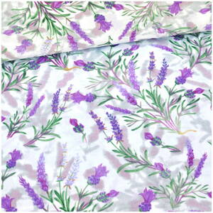 Levanduľové kytice na bielom - cotton fabric 