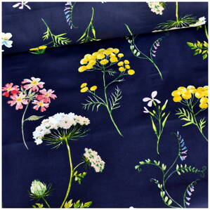 Lúka na tmavomodrom - cotton fabric 