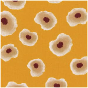 Poľné kvety na horčicovom -  cotton fabric 