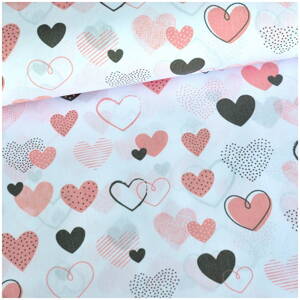 Srdiečka grafitovo-ružové -  cotton fabric 