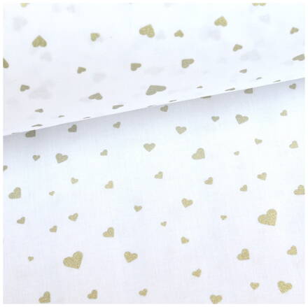 Champagne gold Hearts mix - bavlnené plátno 