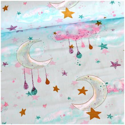 Mesiace na mäte zlatá kolekcia -  cotton fabric 