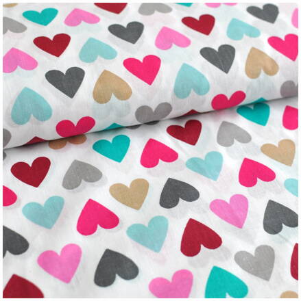 Srdcia farebné -  cotton fabric 