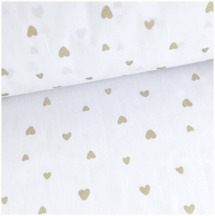 Champagne gold Hearts - bavlnené plátno 