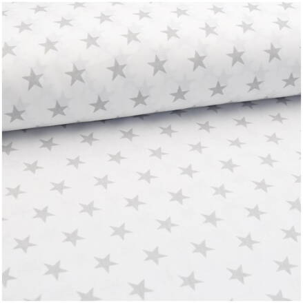 Hviezdy šedé na bielom - bavlnené plátno 