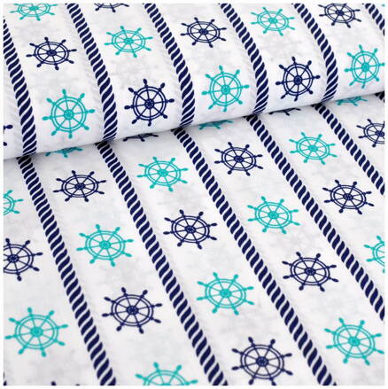 Kormidlá tmavomodro-tyrkysové -  cotton fabric 