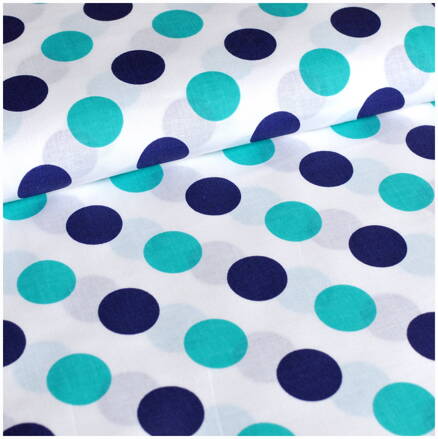 Veľké bodky tmavomodro-tyrkysové -  cotton fabric