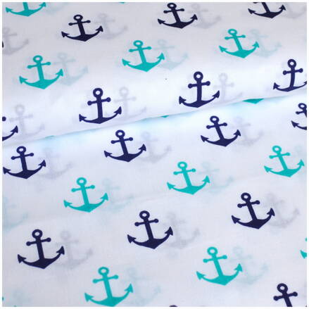 Kotvy tmavomodro-tyrkysové -  cotton fabric