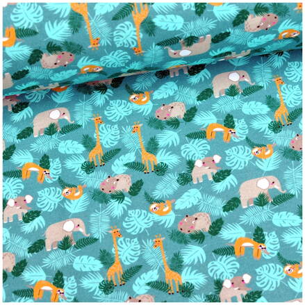 Mini zoo na tmavom mint jersey