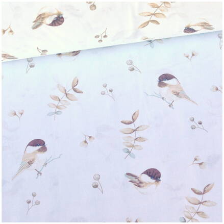 Vtáčiky na bielom - cotton fabric